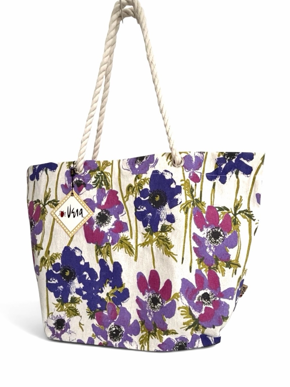 Vera Floral Poppy Canvas Tote Bag